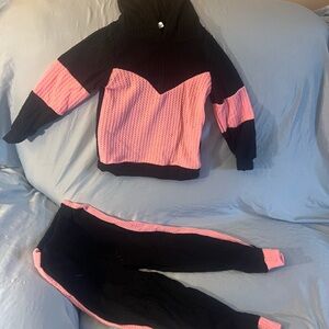Black and Pink Hoodie and Pants Set